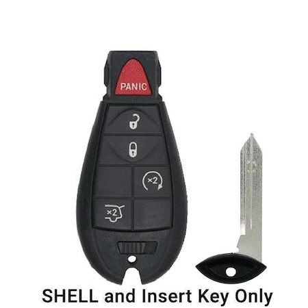 Keyless Factory KeylessFactory: Chrysler Dodge Jeep / 5-Button Fobik Key SHELL / Hatch & Remote Start ORS-FBK-05